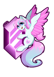 Size: 2894x4093 | Tagged: safe, artist:nuumia, derpibooru import, oc, oc only, oc:dyn, pegasus, pony, colored wings, cute, gem, happy, hug, long mane, long tail, multicolored hair, multicolored mane, multicolored wings, open mouth, pegasus oc, pink mane, simple background, solo, spread wings, tail, transparent background, unshorn fetlocks, wings