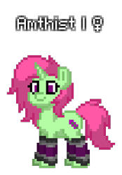 Size: 212x304 | Tagged: safe, derpibooru import, oc, oc only, oc:amthist, pony, unicorn, clothes, female, horn, mare, pony town, simple background, smiling, socks, solo, standing, transparent background, unicorn oc