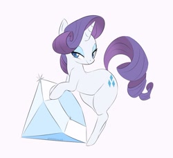 Size: 1000x913 | Tagged: safe, artist:hidden-cat, derpibooru import, rarity, pony, unicorn, bipedal, bipedal leaning, diamond, female, leaning, looking at you, simple background, solo, white background
