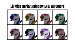 Size: 2560x1440 | Tagged: safe, derpibooru import, rarity, color, colored, colors, creepy, creepy ponies, creepypasta, fan made, lil miss rarity, rainbow.exe