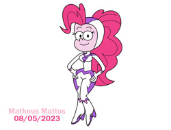 Size: 1025x779 | Tagged: safe, artist:matheusmattos75, derpibooru import, fili-second, pinkie pie, human, equestria girls, power ponies, simple background, solo, style emulation, the loud house, white background