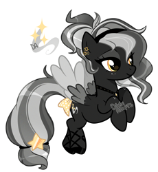 Size: 2000x2173 | Tagged: safe, artist:dixieadopts, derpibooru import, oc, oc only, oc:silver star, pegasus, pony, bow, female, mare, simple background, smiling, solo, tail, tail bow, transparent background, white outline