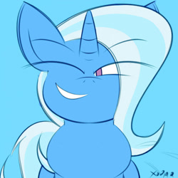 Size: 894x894 | Tagged: safe, artist:xodiaq, edit, editor:undeadponysoldier, trixie, pony, unicorn, cute, diatrixes, female, grin, mare, one eye closed, smiling, solo, wink