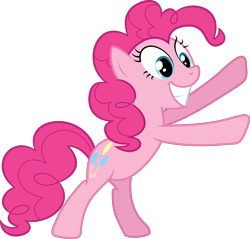 Size: 2327x2223 | Tagged: safe, artist:shutterflyyay, derpibooru import, pinkie pie, earth pony, pony, .svg available, bipedal, female, grin, mare, simple background, smiling, solo, transparent background, vector