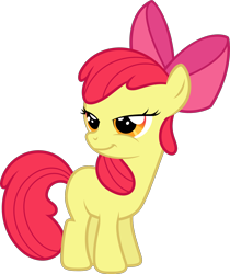 Size: 2000x2381 | Tagged: safe, artist:shutterflyyay, derpibooru import, apple bloom, earth pony, pony, .svg available, blank flank, determined look, female, filly, foal, head turn, simple background, smiling, smirk, solo, transparent background, vector