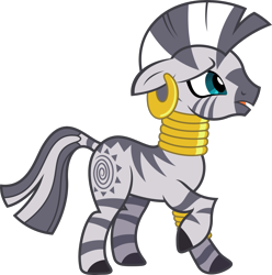 Size: 2000x2013 | Tagged: safe, artist:shutterflyyay, derpibooru import, zecora, zebra, .svg available, cute, ear piercing, earring, ears, female, floppy ears, hooped earrings, jewelry, neck rings, piercing, scared, simple background, solo, transparent background, vector, zecorable