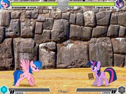 Size: 1080x810 | Tagged: safe, derpibooru import, rainbow dash, twilight sparkle, fighting is magic, fan game, mysterious, perfect, stone, structure