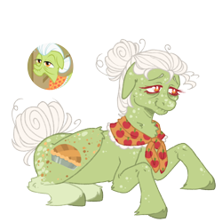 Size: 1000x1000 | Tagged: safe, artist:kazmuun, derpibooru import, granny smith, earth pony, pony, ears, elderly, female, floppy ears, hair bun, lying down, mare, prone, simple background, smiling, solo, transparent background