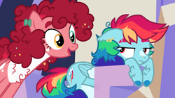 Size: 1280x720 | Tagged: safe, artist:queerhorses, derpibooru import, pinkie pie, rainbow dash, pony, alternate design