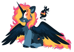 Size: 6314x4474 | Tagged: safe, artist:crazysketch101, derpibooru import, oc, oc only, oc:artificial god, alicorn, pony, chest fluff, hair over one eye, lineless, looking at you, simple background, sitting, solo, spread wings, transparent background, unshorn fetlocks, wings