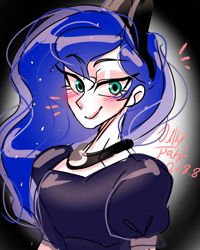 Size: 850x1063 | Tagged: safe, artist:jully-park, derpibooru import, princess luna, human, crown, digital art, humanized, jewelry, necklace, pale skin, regalia, solo