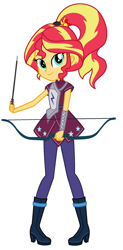 Size: 1080x2200 | Tagged: safe, artist:sarahalen, derpibooru import, sunset shimmer, equestria girls, friendship games, alternate hairstyle, alternate universe, archery, base used, clothes, crystal prep academy uniform, female, role reversal, school uniform, simple background, solo, white background