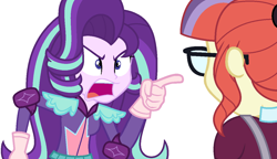 Size: 1241x717 | Tagged: safe, artist:sarahalen, derpibooru import, moondancer, starlight glimmer, human, equestria girls, friendship games, alternate universe, base used, duo, duo female, female, glasses, role reversal, simple background, white background