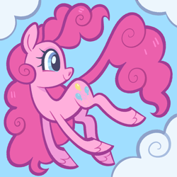 Size: 5000x5000 | Tagged: safe, artist:pilesofmiles, derpibooru import, pinkie pie, earth pony, pony, cloud, cloudy, floating, sky, solo