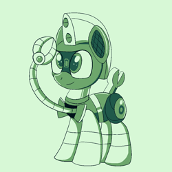 Size: 1000x1000 | Tagged: safe, artist:trackheadtherobopony, derpibooru import, oc, oc:trackhead, pony, robot, robot pony, claw, monochrome, solo