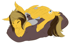 Size: 1920x1135 | Tagged: safe, artist:requiem♥, derpibooru import, pegasus, pony, alex gaskarth, all time low, clothes, commission, dyed mane, dyed tail, ear fluff, ears, folded wings, hoof fluff, male, plushie, ponified, shirt, simple background, sleeping, solo, species swap, stallion, t-shirt, tail, tail feathers, transparent background, wings, ych result