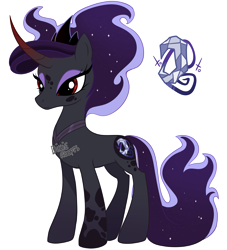 Size: 2571x2827 | Tagged: safe, artist:dixieadopts, derpibooru import, oc, pony, unicorn, female, mare, offspring, parent:king sombra, parent:princess luna, parents:lumbra, simple background, solo, transparent background