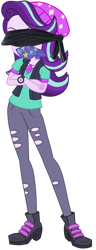 Size: 1526x3968 | Tagged: safe, artist:orin331, artist:rodan00, derpibooru import, edit, starlight glimmer, human, equestria girls, 1000 years in photoshop, beanie, blindfold, boots, clothes, crossed arms, eyebrows, female, gag, hat, high res, image, jewelry, legs, looking at you, magical geodes, necklace, pants, png, ripped pants, shoes, simple background, smiling, smiling at you, solo, starlight glimmer's boots, torn clothes, transparent background, vector, vector edit, watch, wristwatch
