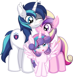 Size: 6975x7302 | Tagged: safe, artist:cyanlightning, derpibooru import, princess cadance, princess flurry heart, shining armor, alicorn, pony, unicorn, .svg available, absurd resolution, blushing, cute, cutedance, ear fluff, ears, family, father and child, father and daughter, female, filly, filly flurry heart, flurrybetes, foal, folded wings, hug, male, mare, mother and child, mother and daughter, older, older flurry heart, one eye closed, open mouth, parent and child, shining adorable, shiningcadance, shipping, simple background, spread wings, straight, transparent background, vector, wings