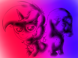 Size: 2030x1511 | Tagged: safe, artist:background basset, derpibooru import, lyra heartstrings, dog, pony, unicorn, bust, depression, duo, edgy, gradient background