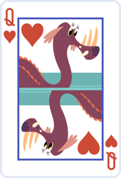 Size: 2000x2936 | Tagged: safe, artist:parclytaxel, derpibooru import, part of a set, female, lineless, playing card, queen of hearts, rotational symmetry, solo, tri-horned bunyip, vector, water