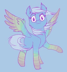 Size: 1013x1083 | Tagged: safe, artist:buttersflutterscotch, derpibooru import, rainbow dash, pony, alternate hair color, colored wings, gradient legs, multicolored wings, rainbow-less dash, solo, wings