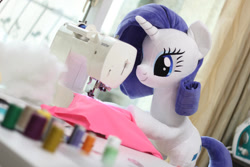 Size: 1280x854 | Tagged: safe, artist:nekokevin, derpibooru import, rarity, pony, unicorn, female, irl, mare, photo, plushie, sewing, sewing machine, solo