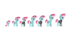 Size: 12000x6750 | Tagged: safe, artist:platinumdrop, derpibooru import, oc, oc only, oc:pink strawberry, pony, unicorn, age progression, baby, clothes, colt, commission, foal, jewelry, male, necklace, older, simple background, solo, teenager, white background