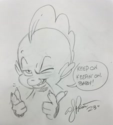 Size: 1854x2048 | Tagged: safe, artist:andypriceart, derpibooru import, spike, dragon, looking at you, male, pencil drawing, solo, traditional art