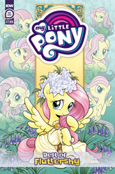 Size: 2063x3131 | Tagged: safe, artist:brendahickey, derpibooru import, idw, fluttershy, human, pegasus, pony, seapony (g4), series:best of my little pony, comic cover, dorsal fin, female, filly, filly fluttershy, fin, fin wings, fins, fish tail, flowing mane, flowing tail, foal, high res, my little pony logo, official, official comic, rainbow power, rainbow power-ified, seaponified, seapony fluttershy, species swap, tail, wings, younger