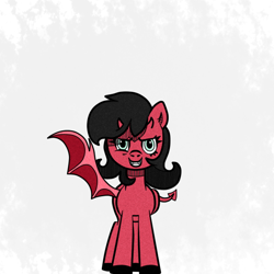 Size: 600x600 | Tagged: safe, artist:scandianon, derpibooru import, oc, oc only, demon, demon pony, bat wings, devil horns, devil tail, female, hooves, horns, mare, solo, tail, wings