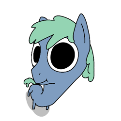 Size: 500x500 | Tagged: safe, artist:hach, derpibooru import, earth pony, pony, close-up, head turn, looking at you, male, perspective, simple background, smiling, solo, stallion, white background, you got games on your phone