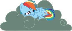 Size: 6980x3000 | Tagged: safe, artist:cloudy glow, derpibooru import, rainbow dash, testing testing 1-2-3, cloud, sad, simple background, solo, transparent background, vector