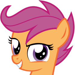 Size: 500x500 | Tagged: safe, artist:the smiling pony, derpibooru import, scootaloo, pony, .svg available, bust, grin, looking at you, simple background, smiling, solo, svg, transparent background, vector