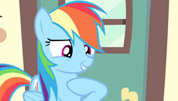 Size: 1266x720 | Tagged: safe, derpibooru import, screencap, rainbow dash, pony, equestria games (episode), friendship express, locomotive, solo, steam locomotive, train