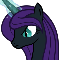 Size: 500x500 | Tagged: safe, alternate version, artist:the smiling pony, derpibooru import, oc, oc only, oc:nyx, alicorn, pony, .svg available, angry, bust, glowing, glowing horn, horn, simple background, slit eyes, solo, svg, transparent background, vector