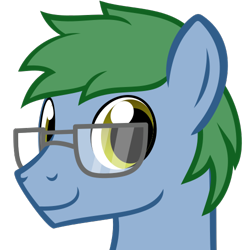 Size: 500x500 | Tagged: safe, artist:the smiling pony, derpibooru import, oc, oc only, oc:software patch, earth pony, pony, .svg available, bust, glasses, looking at you, simple background, smiling, solo, svg, transparent background, vector