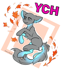 Size: 1576x1860 | Tagged: safe, artist:yuris, derpibooru import, oc, oc only, pony, advertisement, any gender, any race, autumn, commission, leaves, open mouth, simple background, smiling, solo, white background, ych sketch, your character here