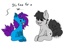 Size: 3000x2000 | Tagged: safe, artist:noxi1_48, derpibooru import, earth pony, pony, unicorn, behaving like a dog, cute, daily dose of friends, eye clipping through hair, happy, open mouth, open smile, smiling, tail, tail wag, tongue, tongue out