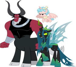 Size: 1000x881 | Tagged: safe, artist:fruft, derpibooru import, edit, editor:incredibubbleirishguy, cozy glow, lord tirek, queen chrysalis, alicorn, centaur, changeling, changeling queen, pony, the ending of the end, .svg available, alicornified, antagonist, cozycorn, duo, duo female, evil grin, female, grin, legion of doom, link in source, male, mean three, race swap, smiling, trio, ultimate chrysalis, vector, vector edit, villainess, wrong aspect ratio