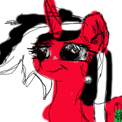 Size: 768x768 | Tagged: safe, artist:luxter77, derpibooru import, oc, oc only, oc:rosalia, pony, unicorn, black and white mane, red coat, simple background, sketch, sloppy, solo, transparent background