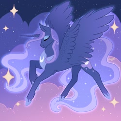 Size: 2048x2048 | Tagged: safe, artist:emilychristman, derpibooru import, princess luna, pony, eyes closed, solo