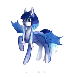 Size: 3544x3896 | Tagged: safe, artist:yasu, derpibooru import, oc, oc only, bat pony, pony, black eye, black sclera, blue body, commission, simple background, sketch, solo, surprised, surprised face, white background