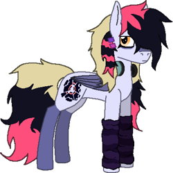 Size: 4110x4090 | Tagged: safe, artist:duskendraws, derpibooru exclusive, derpibooru import, oc, oc only, oc:razzblast, pegasus, pony, clothes, commission, headphones, male, simple background, socks, solo, stallion, transparent background, ych result