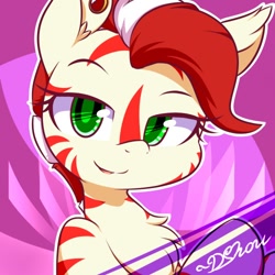 Size: 500x500 | Tagged: safe, artist:dshou, derpibooru import, oc, oc only, oc:zeze, pony, zebra, bust, chest fluff, ear piercing, gauges, looking at you, piercing, portrait, solo