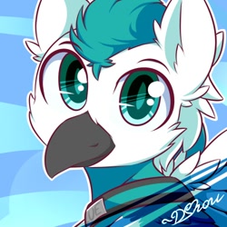 Size: 500x500 | Tagged: safe, artist:dshou, derpibooru import, oc, oc only, oc:blue, griffon, bust, collar, looking at you, portrait, solo