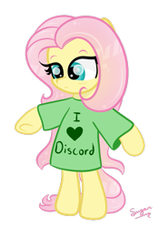 Size: 543x773 | Tagged: safe, artist:sugarcloud12, derpibooru import, fluttershy, pony, bipedal, clothes, implied discoshy, implied shipping, implied straight, shirt, simple background, solo, transparent background