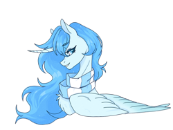 Size: 1863x1402 | Tagged: safe, derpibooru import, oc, oc only, oc:冰雪孤星, alicorn, pony, chest fluff, clothes, looking at you, scarf, simple background, smiling, solo, striped scarf, transparent background, wings