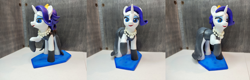 Size: 6000x1920 | Tagged: safe, artist:neo glin, derpibooru import, rarity, pony, unicorn, clothes, craft, female, figurine, jewelry, mare, photo, sculpture, smiling, solo