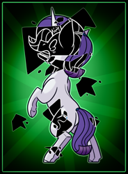 Size: 624x847 | Tagged: safe, artist:blacklight-fox, derpibooru import, rarity, pony, unicorn, 2023, abstract background, alternate universe, au:no rainboom, broken horn, crying, female, horn, mare, solo